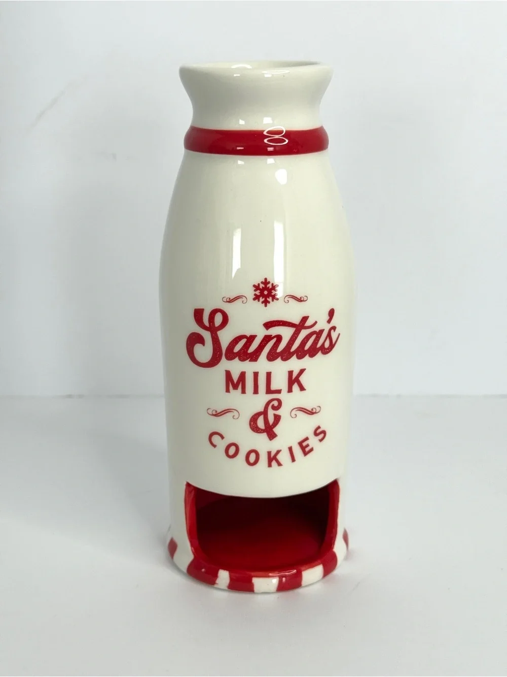 Christmas Milk & Cookies For Santa Ceramic Bottle With Red Decoration Seasonal